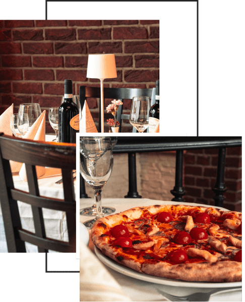 Pizza im Era Restaurant auf der Karl-Liebknecht-Straße Italienische Pizza und Tischdekoration im Era Restaurant Leipzig
